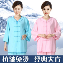 New Summer Tai Chi Clothing Womens Sleeves Linen Cotton Ice Silk Breathable Mens Short Sleeve Martial Arts Performance Morning Exercises 2022