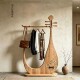 Song-Style Aesthetic Black Walnut Wood Pipa-Shaped Solid Wood Coat Rack, Floor-Standing New Chinese-Style Bedroom and Living Room Clothes Rack