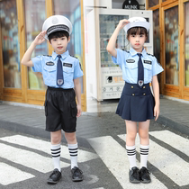 Childrens police uniform suit small traffic police uniform police officer uniform role-playing small uniform boys and girls chorus costume performance costume