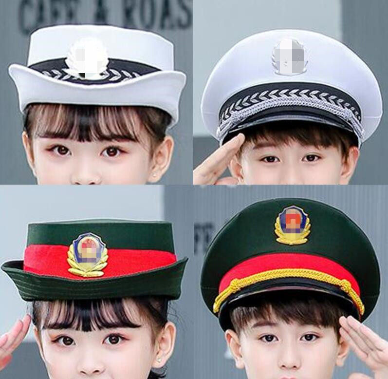 Male and female children Navy Air Force Police Traffic Police Hat Performance Props Officer Hats 61 Children's Kindergarten