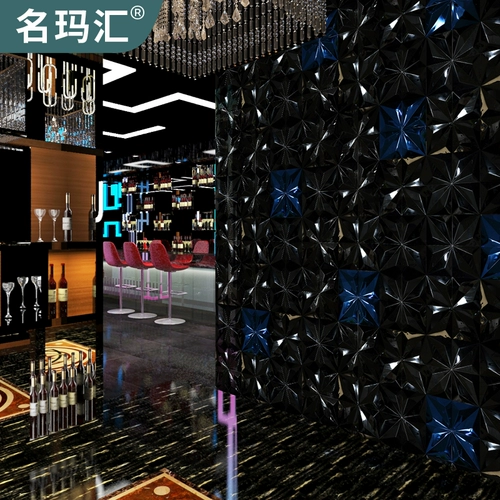 Синяя металлическая трехмерная мозаика из нержавеющей стали, зеркальный эффект, в 3d формате