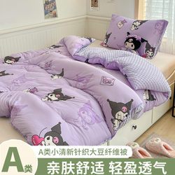 Class a Knitted Cotton Sanrio Soybean Fiber Duvet, Single/Double Air-Conditioned Cotton Quilt, Dormitory Thickened Warm Quilt Core