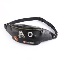 Hong Kong leather leather waist bag men's medal small chest bag Korean men's bag outdoor leisure trendy men's small waist bag