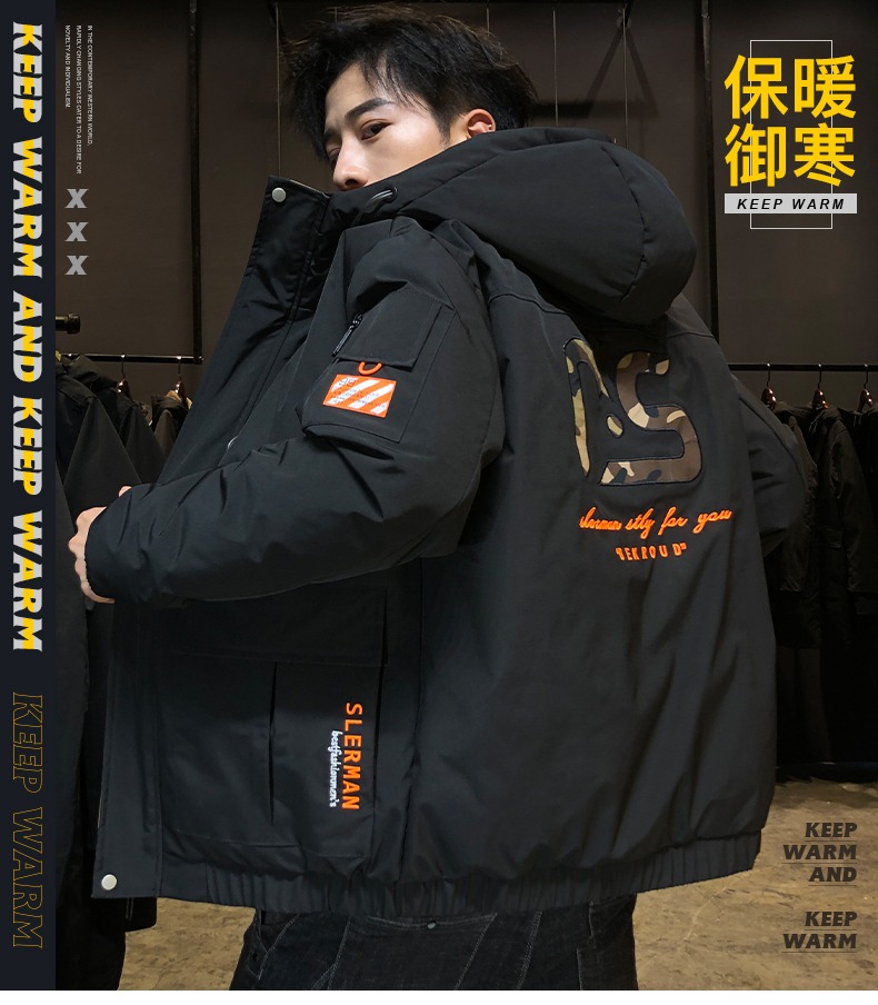 Boomer Cotton Jersey Men Winter 2021 New Short Version Down Clothes Thickening 100 Hitch Cotton Suit Overalls Coat Bread