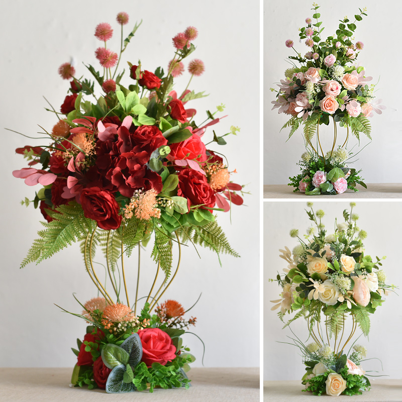 Wedding props Wrought iron main table flowers Hotel round table Wedding scene decoration supplies Table flowers KTV decoration lynx flowers