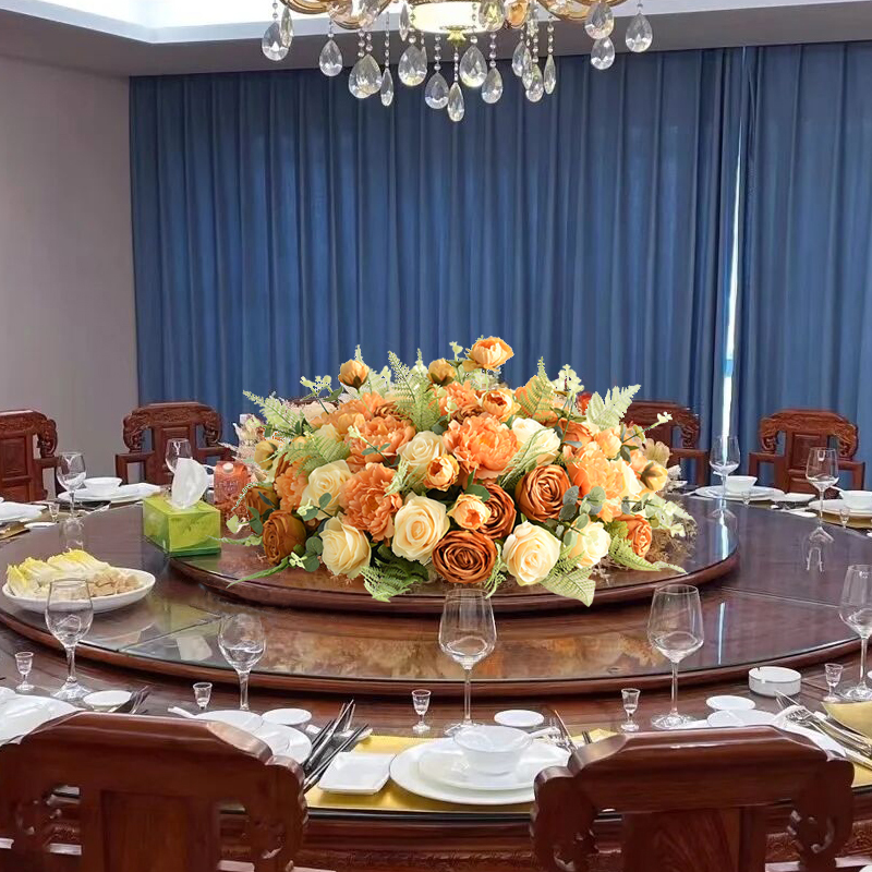 Artificial Flower Fake Flower Restaurant Round Table Table Flower Hotel Large Round Table Turntable Middle Flower Table Decoration Flower Table Flower