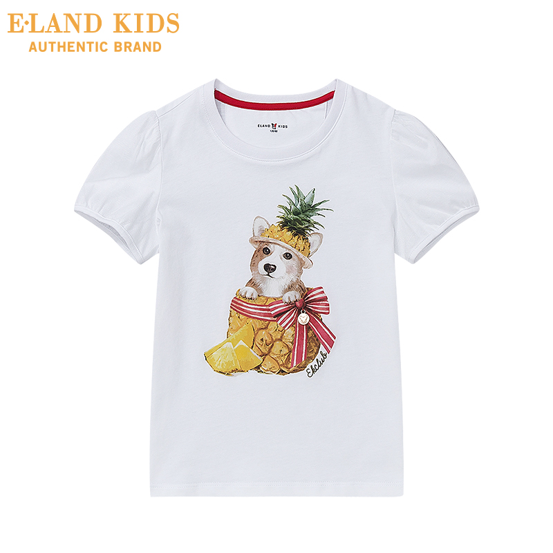 Cô gái quần tây giản dị Elandkids váy chỉnh sửa bé gái mùa xuân thêu rắn màu quần thể thao.