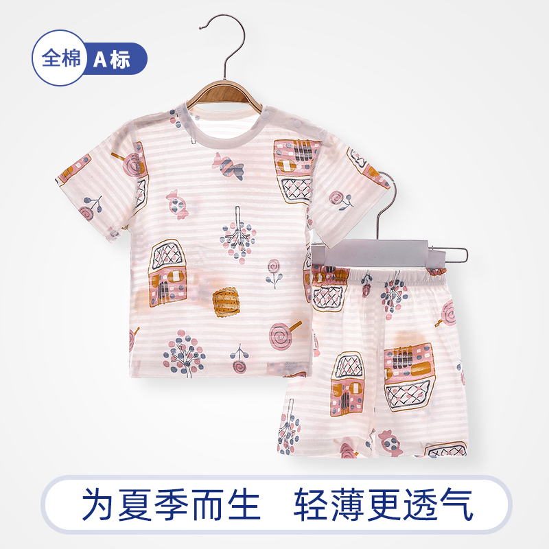 Baby Suit Summer Dress Newborn Pure Cotton Short Sleeves Clothes Summer Thin first baby male and female baby long sleeves Two sets