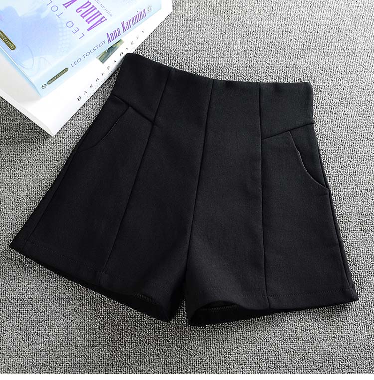 2018 phiên bản Hàn Quốc mới của eo cao màu đen Một từ quần short ống rộng nữ mùa thu và mùa đông thon thả mặc quần âu bốt cao cổ quần ngố nữ đẹp