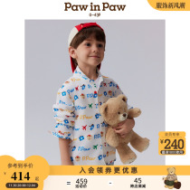 (Tencel) PawinPaw cartoon bear childrens clothing 25 spring and summer new baby boy printed loose shirt