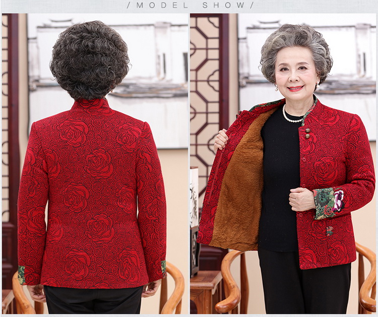 Bộ váy bà ngoại tuổi trung niên cộng với áo khoác len nhung dày Áo khoác mùa đông cho mẹ - Bông áo gile lông vũ uniqlo nữ