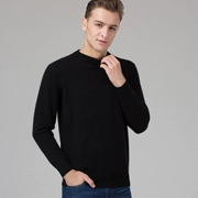 Mùa thu và mùa đông nam mới cổ tròn áo len cashmere màu đơn giản