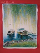 The hand-painted landscape oil painting spring comes with colorful life and lively