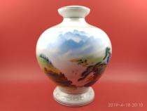 80s Hand-painted Pink Landscape Calligraphy (Li Bai Poetry) Wenfang Appreciation Porcelain or with lamp Base Beauty Porcelain Pendulum