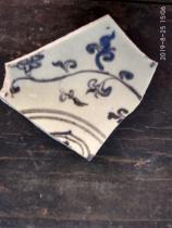 Early hand painted flower low-temperature green flower specimen porcelain sheet green flower porcelain sheet in early Ming Dynasty