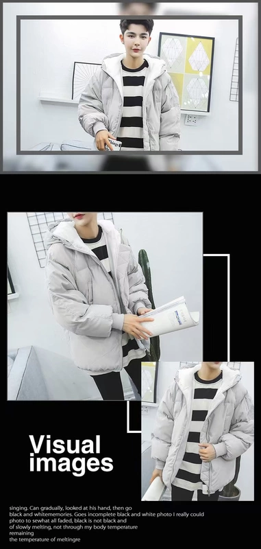 Áo khoác cotton ấm áp xuống áo khoác thời trang trùm đầu ngắn đôi dày áo khoác cotton lạnh xu hướng 18 năm đầu đông mới