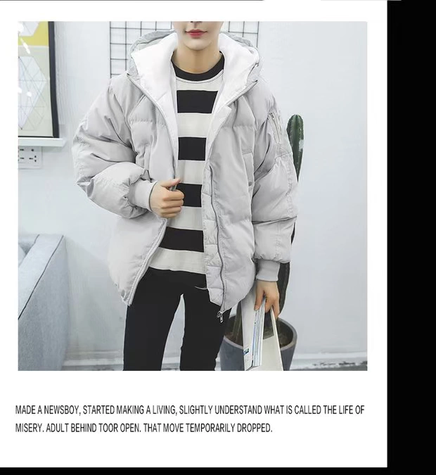 Áo khoác cotton ấm áp xuống áo khoác thời trang trùm đầu ngắn đôi dày áo khoác cotton lạnh xu hướng 18 năm đầu đông mới