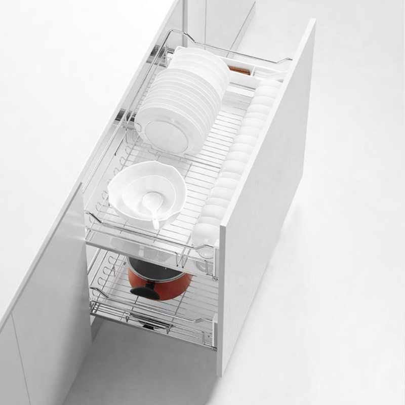 Donghu dish disk basket collection unit opening door cabinet double push and pull drawer pull damped silent nanospray