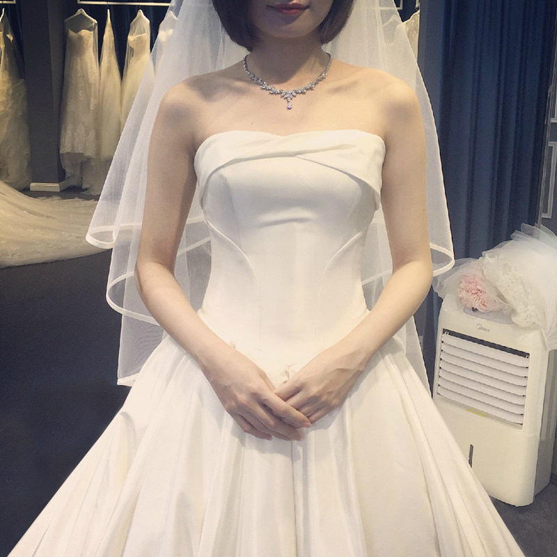 Smear Wedding Dress Gown 2021 New Hepburn Bride Girl Retro silk satin style long trailing small crowdsourced design light