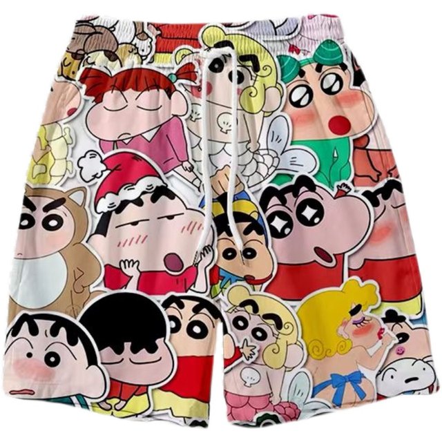 Crayon Shinnie's Summer Loose Beach Shorts Men's Versatile Trendy Couples Loose Casual Five-point Pajama Pants Women