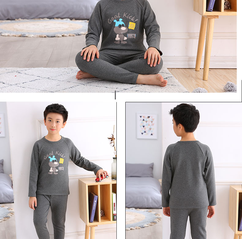 Big boy bộ đồ lót nhiệt cộng với nhung dày 8-10 tuổi cậu bé mùa đông cậu bé đồ lót cotton lớn bộ đồ lót trẻ em