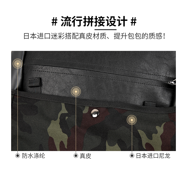 日本潮牌 佑一良品 男士真皮防水双肩包 图8