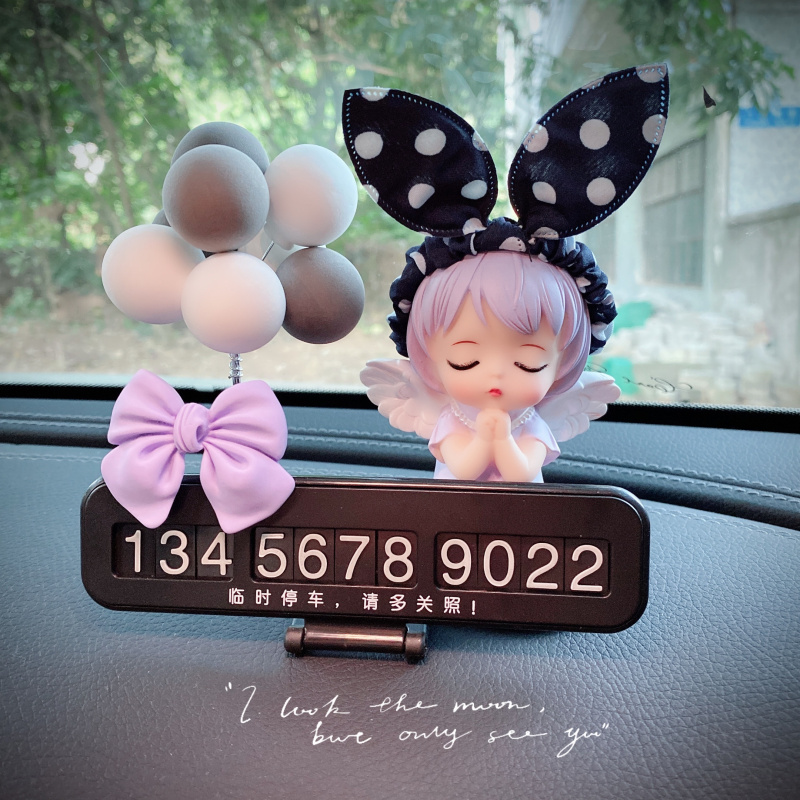 Car temporary parking card Norwegian car phone number plate Creative Personality Car Accessories Pendulum for woman Cartoon-Taobao