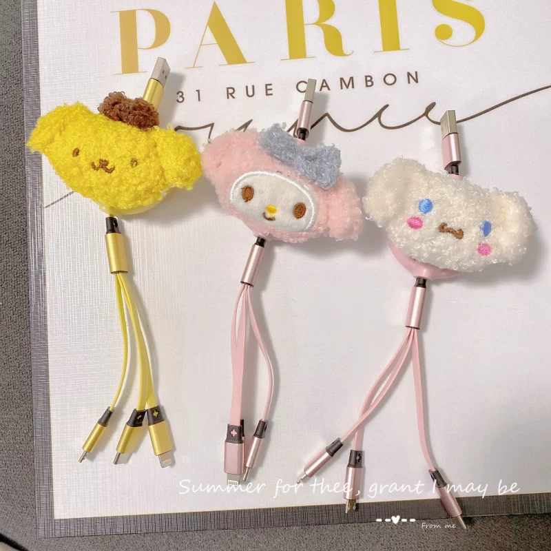 Huawei, apple, cartoon charging cable, three-in-one