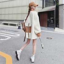 Pregnant womens spring windbreaker jacket large size to cover the belly spring and autumn outer wear for small people fashionable loose PU leather splicing top