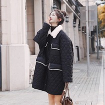 Pregnant Woman Winter Dress Rhombus cotton Pregnancy Late small sub Large size Winter small fragrant wind plus suede thickened cotton clot jacket