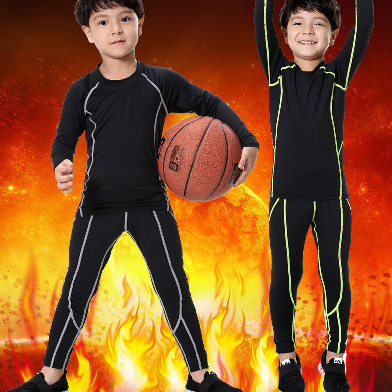 Winter children's tights suit Male primary school students sports fitness clothes Basketball football base shirt running training suit