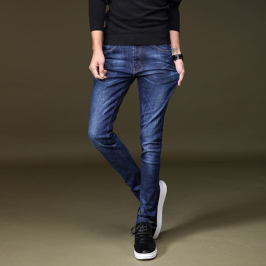 Stretch spring casual jeans for boys Korean style trendy slim fit small-legged pants for men spring men's pants youth long