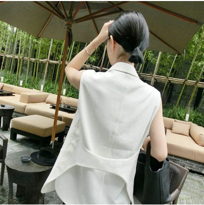 Small new spring and autumn Korean version of the mid-length suit female waistcoat vest white suit jacket sleeveless vest female