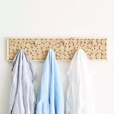 Living slow living handmade household solid wood Nordic adhesive hook living room porch coat hook wall hanging door hanging clothes hook creative