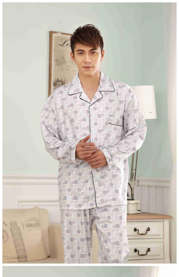 Đồ ngủ nam cho nam mùa xuân và mùa thu cotton dài tay cho nam mùa hè cotton trung niên mùa xuân trung niên phù hợp với dịch vụ gia đình đồ bộ thun cotton mặc nhà cao cấp