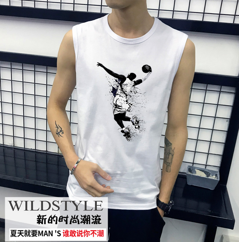 Của nam giới vest cotton không tay t-shirt đáy chạy rào cản rào cản thể dục thể thao giải trí áo loose triều mùa hè