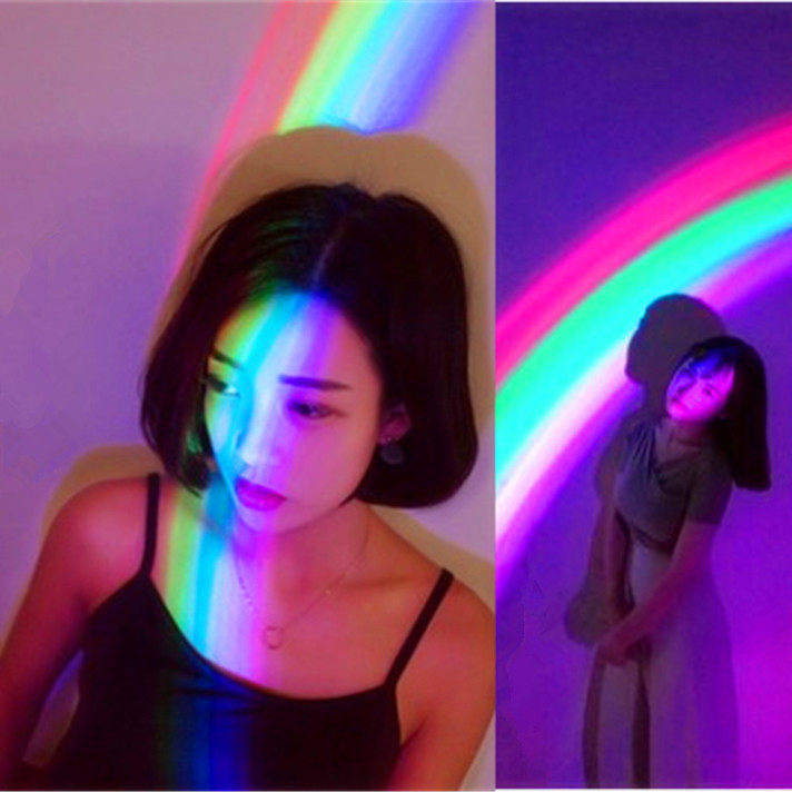 led rainbow lights colorful photography building selfie photo creative personality night scene tide Korean props neon lights