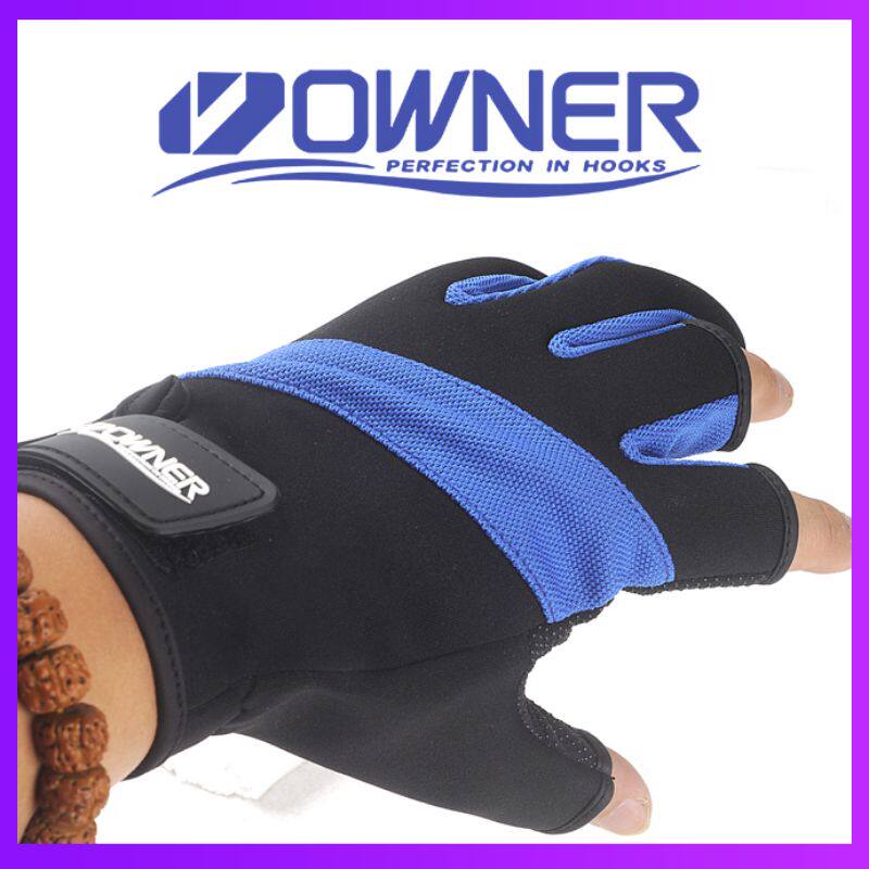 New Oana OWNER fishing gloves Three-finger-cut grip suede Sea fishing Waterproof Windproof Glue Point Non-slip