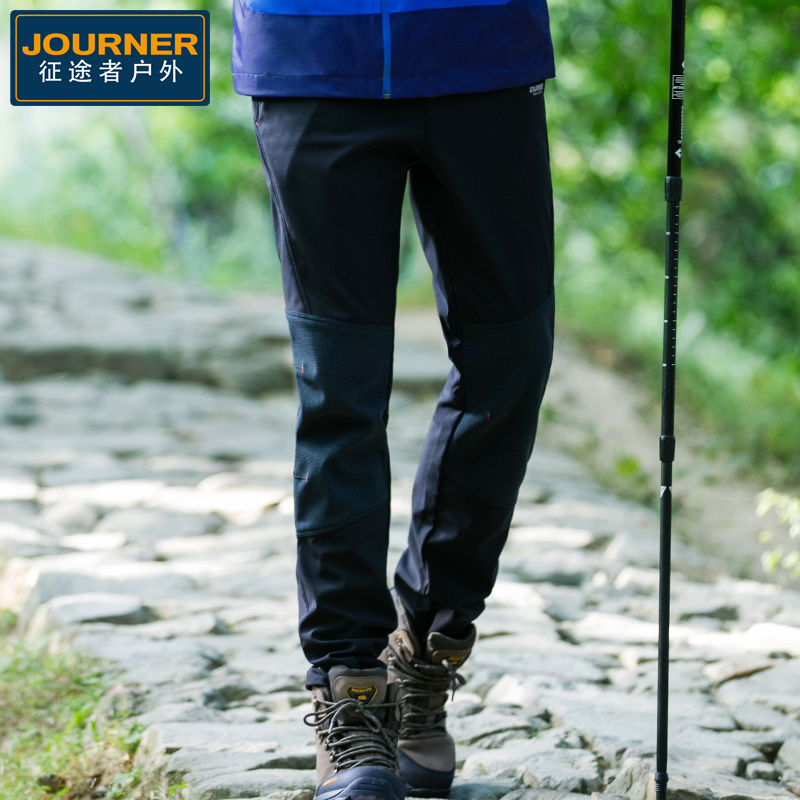 Outlet outdoor assault pants men and women waterproof wind-proof soft shell mountaineering pants plus velvet padded ski pants winter