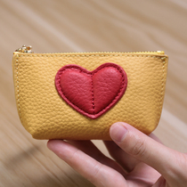 2022 Fur Leather Mini Chain Woman Short Han Edition cute new love key button coin small wallet