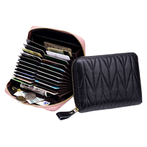 Multifunction Card Bag Passport Bag Genuine Leather Large Capacity Zipper Zero Money Drivers License Bag Rfid Anti-Magnetic Travel Containing Bag