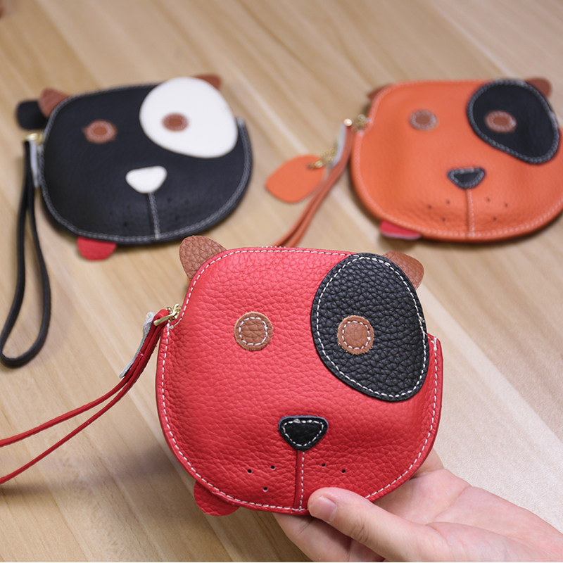 Japan-ROK small new large capacity genuine leather driving license zero wallet woman cute personality puppy key coin bag