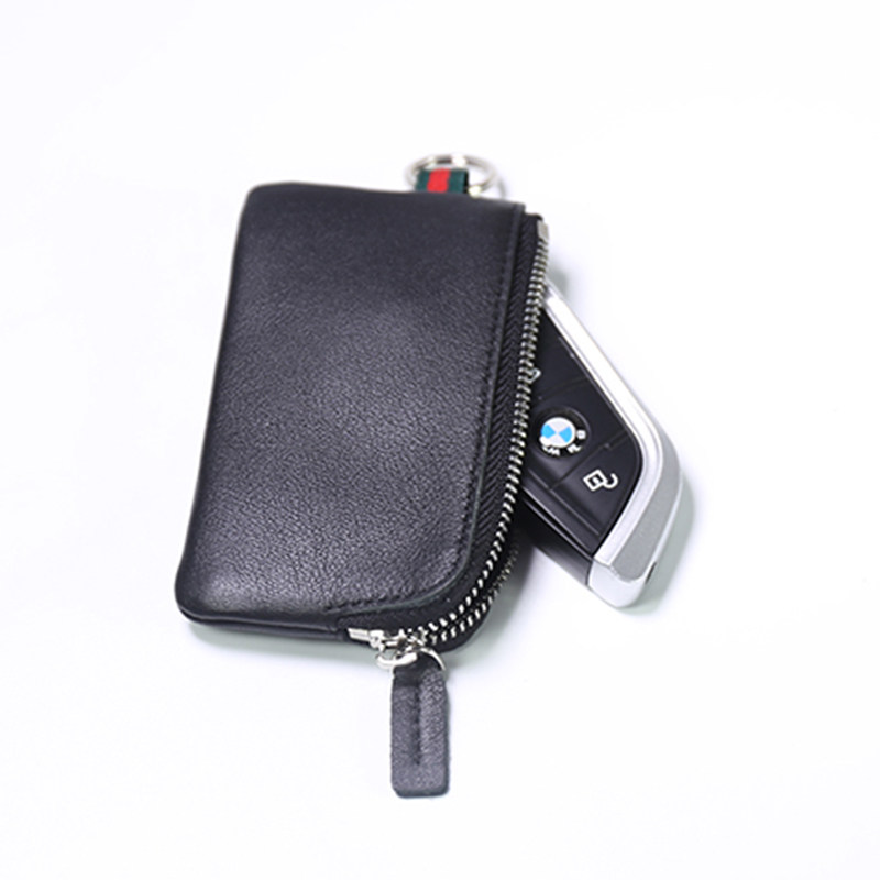 First layer cowhide mini car key bag simple household small key bag men and women card bag coin purse