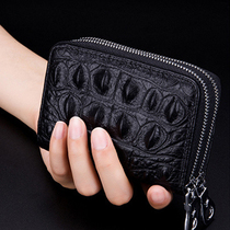 New Head Layer Cow Leather Crocodile Print Wallet Card Bag Women Style Multi-Position Men And Women Integrated Bag Double Zipped Zero Wallet