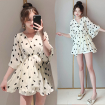 Pregnant women Summer Fashion suit new foreign style dress children Net red summer shorts tide mother two-piece summer