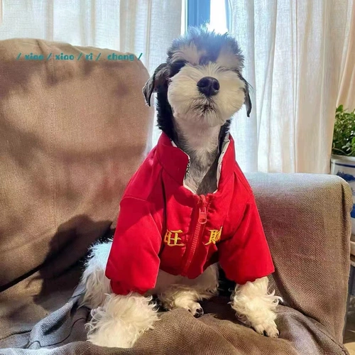 Собачья одежда зимой утолщен французский дуксенари, чем медведь Тедди Шиба Ину Новая годовалый питомец Маджонг Хлопко