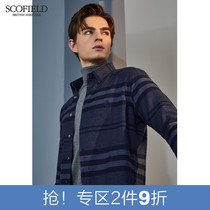 SCOFIELD WINTER business fashion simple HORIZONTAL STRIPED long sleeve shirt mens shirt SMYSA4T001