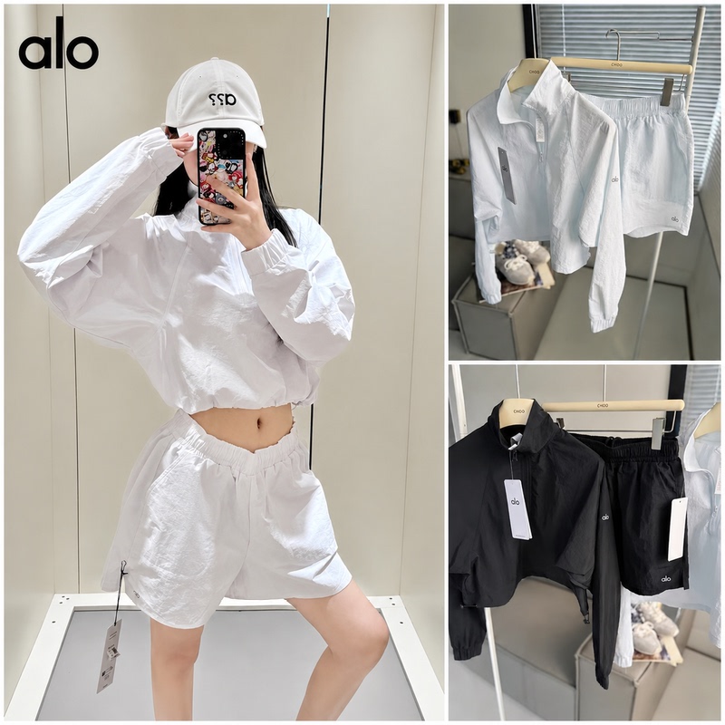 Alo Sun Protection Clothing Half-Zip Jacket Short Stand-Up Collar Suit Sports Casual Jacket Woven for Women Alo Sun Protection Clothing Half-Zip Jacket Short Stand-Up Collar Suit Sports Casual Jacket Woven for Women