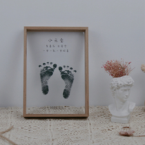 European-style handprint footprints Baby Full Moon 100 days one year old souvenir handfoot print transparent photo frame mud newborn fetal hair