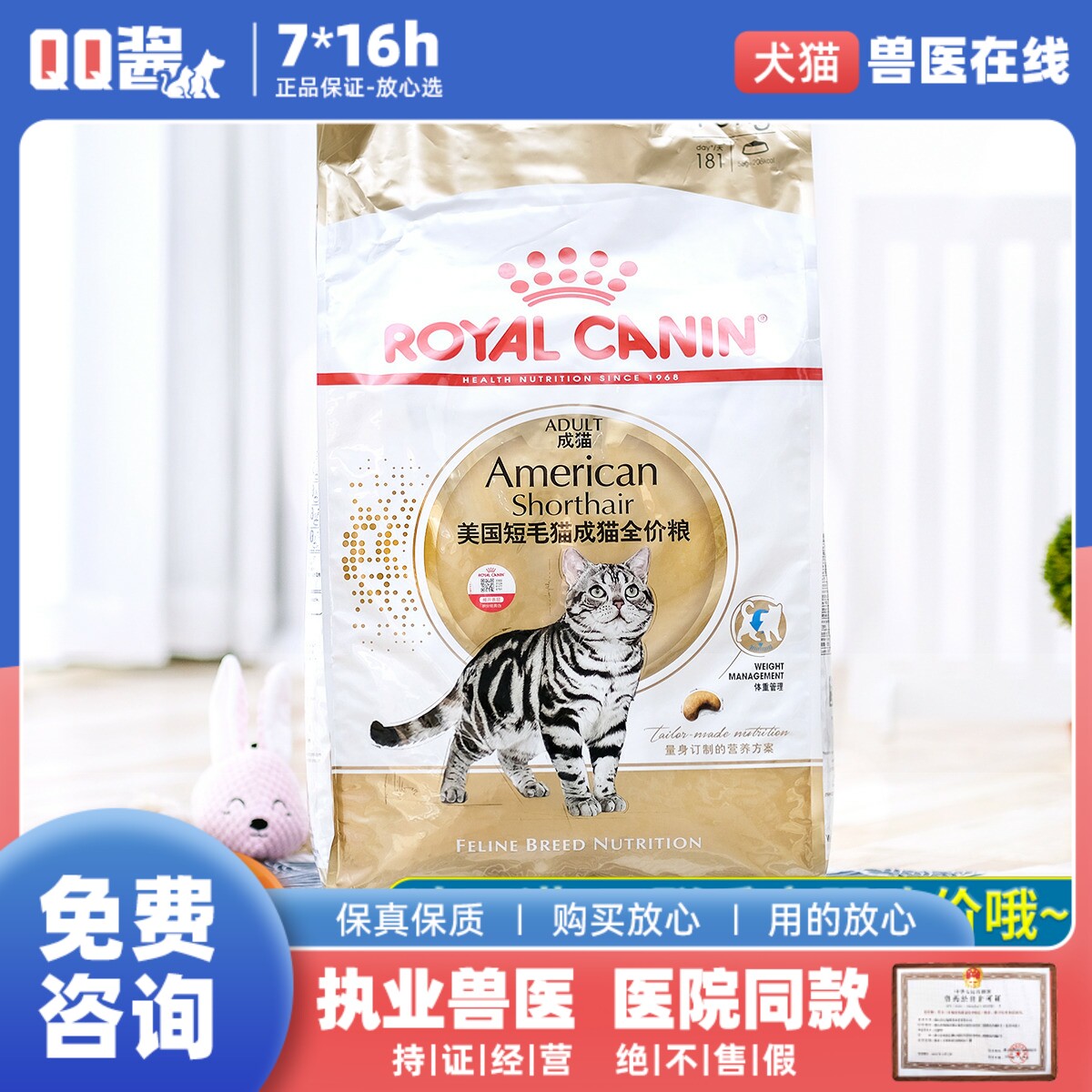 Royal cat food ASA31 ideal form nutrition for American short hair 10kg full price food for American short haired adult cats